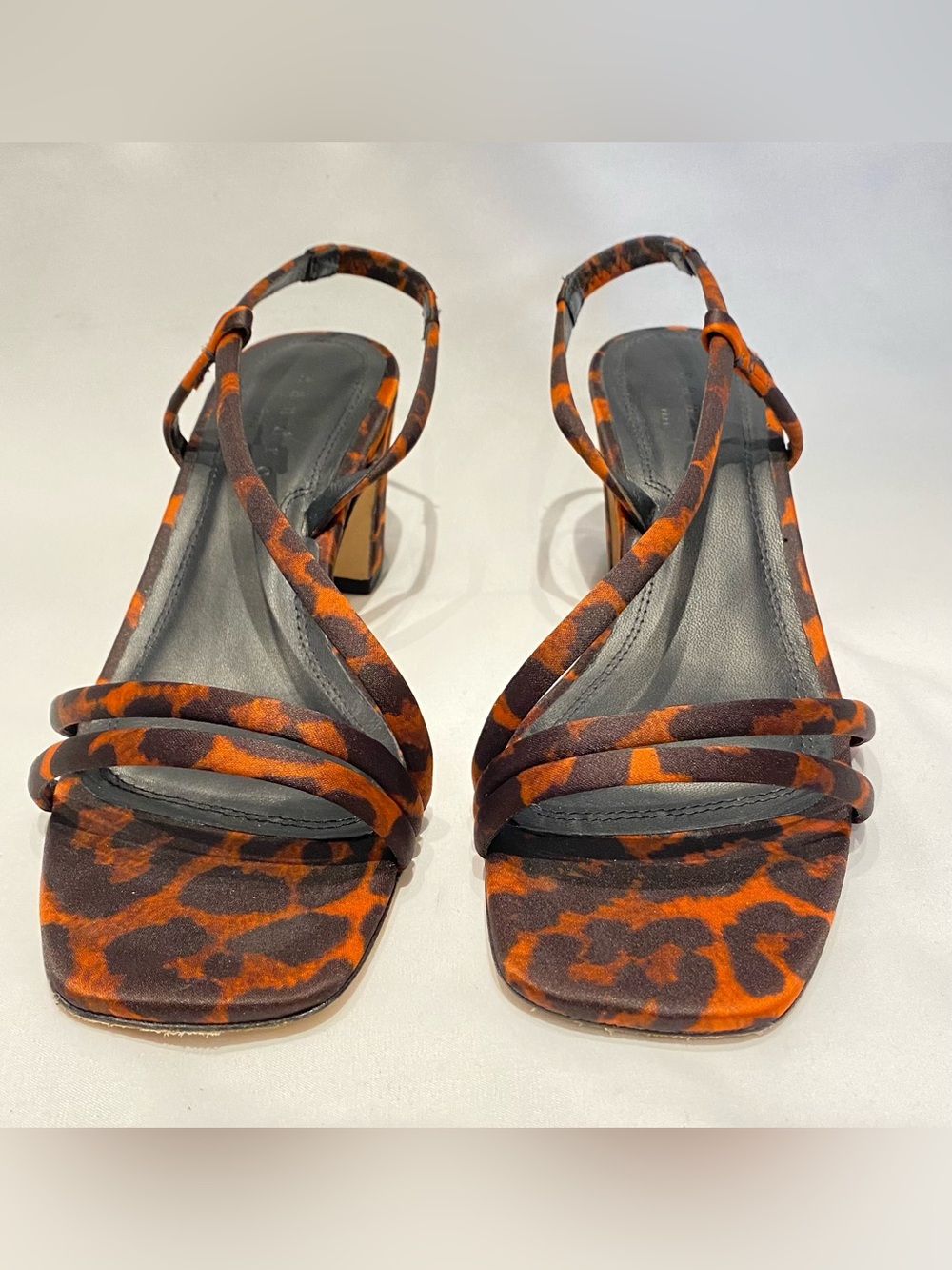 Sandro Leopard-print Cotton-blend Sateen Sandals, size 38 - Picture 2 of 5